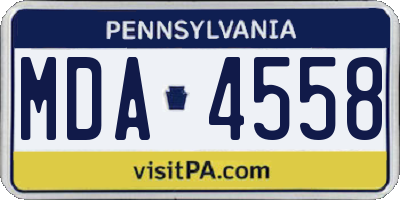 PA license plate MDA4558
