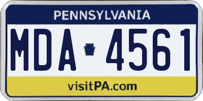 PA license plate MDA4561