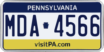 PA license plate MDA4566