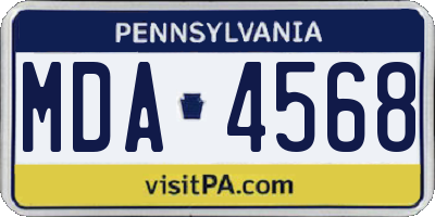 PA license plate MDA4568
