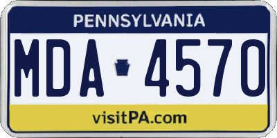 PA license plate MDA4570