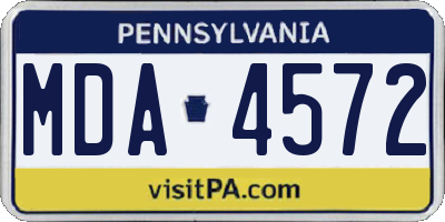 PA license plate MDA4572