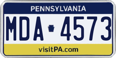 PA license plate MDA4573