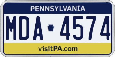 PA license plate MDA4574