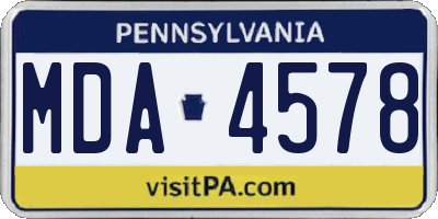 PA license plate MDA4578