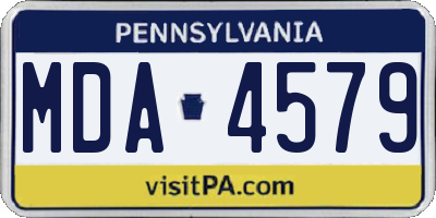 PA license plate MDA4579