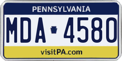 PA license plate MDA4580
