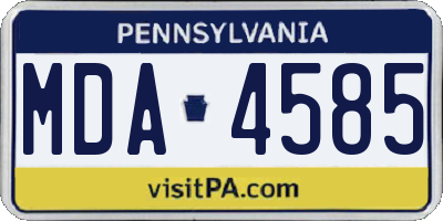 PA license plate MDA4585