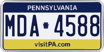 PA license plate MDA4588