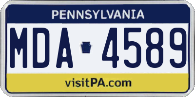 PA license plate MDA4589