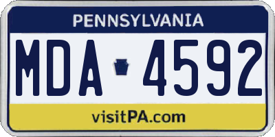 PA license plate MDA4592