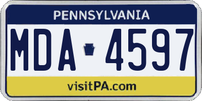 PA license plate MDA4597
