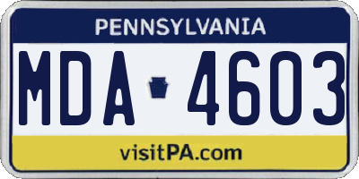 PA license plate MDA4603