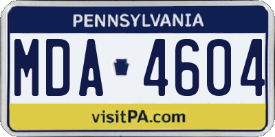 PA license plate MDA4604