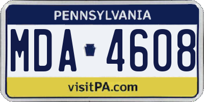 PA license plate MDA4608