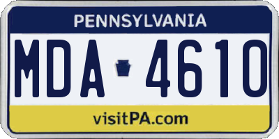 PA license plate MDA4610