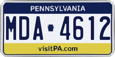 PA license plate MDA4612