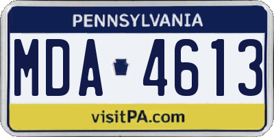 PA license plate MDA4613