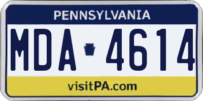 PA license plate MDA4614