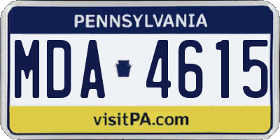 PA license plate MDA4615