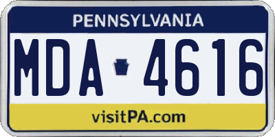 PA license plate MDA4616