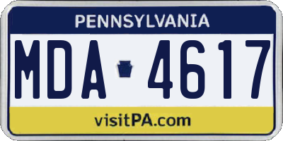 PA license plate MDA4617