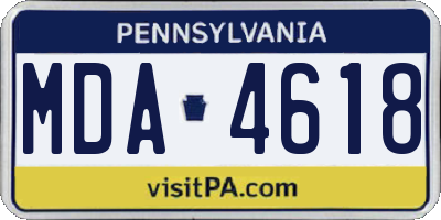 PA license plate MDA4618