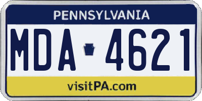PA license plate MDA4621