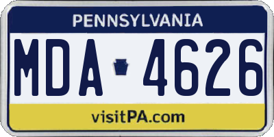 PA license plate MDA4626