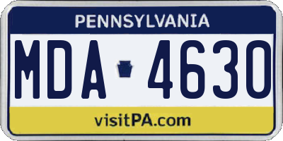 PA license plate MDA4630