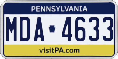 PA license plate MDA4633