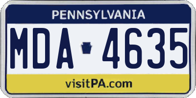 PA license plate MDA4635