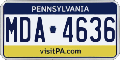 PA license plate MDA4636