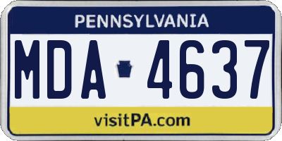 PA license plate MDA4637