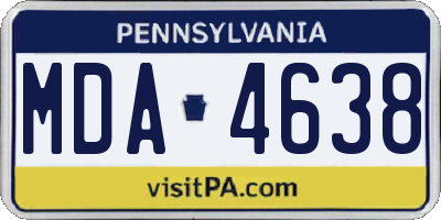 PA license plate MDA4638