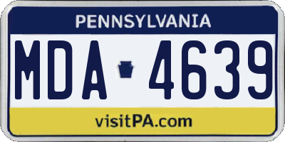 PA license plate MDA4639