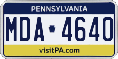 PA license plate MDA4640