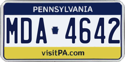 PA license plate MDA4642