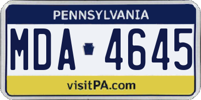 PA license plate MDA4645