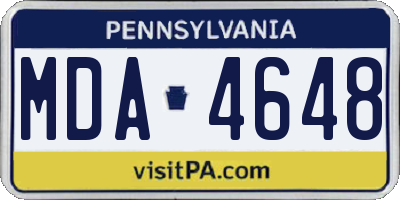 PA license plate MDA4648
