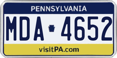 PA license plate MDA4652