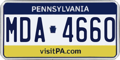 PA license plate MDA4660