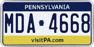 PA license plate MDA4668