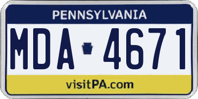 PA license plate MDA4671
