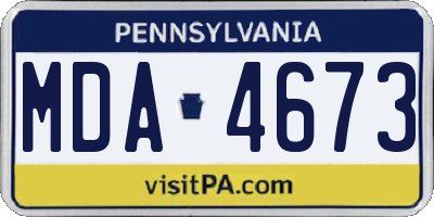 PA license plate MDA4673