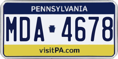 PA license plate MDA4678
