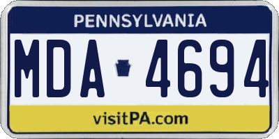 PA license plate MDA4694