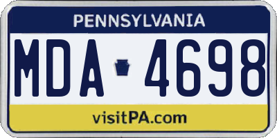 PA license plate MDA4698