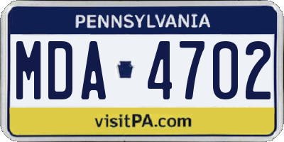 PA license plate MDA4702