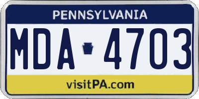 PA license plate MDA4703